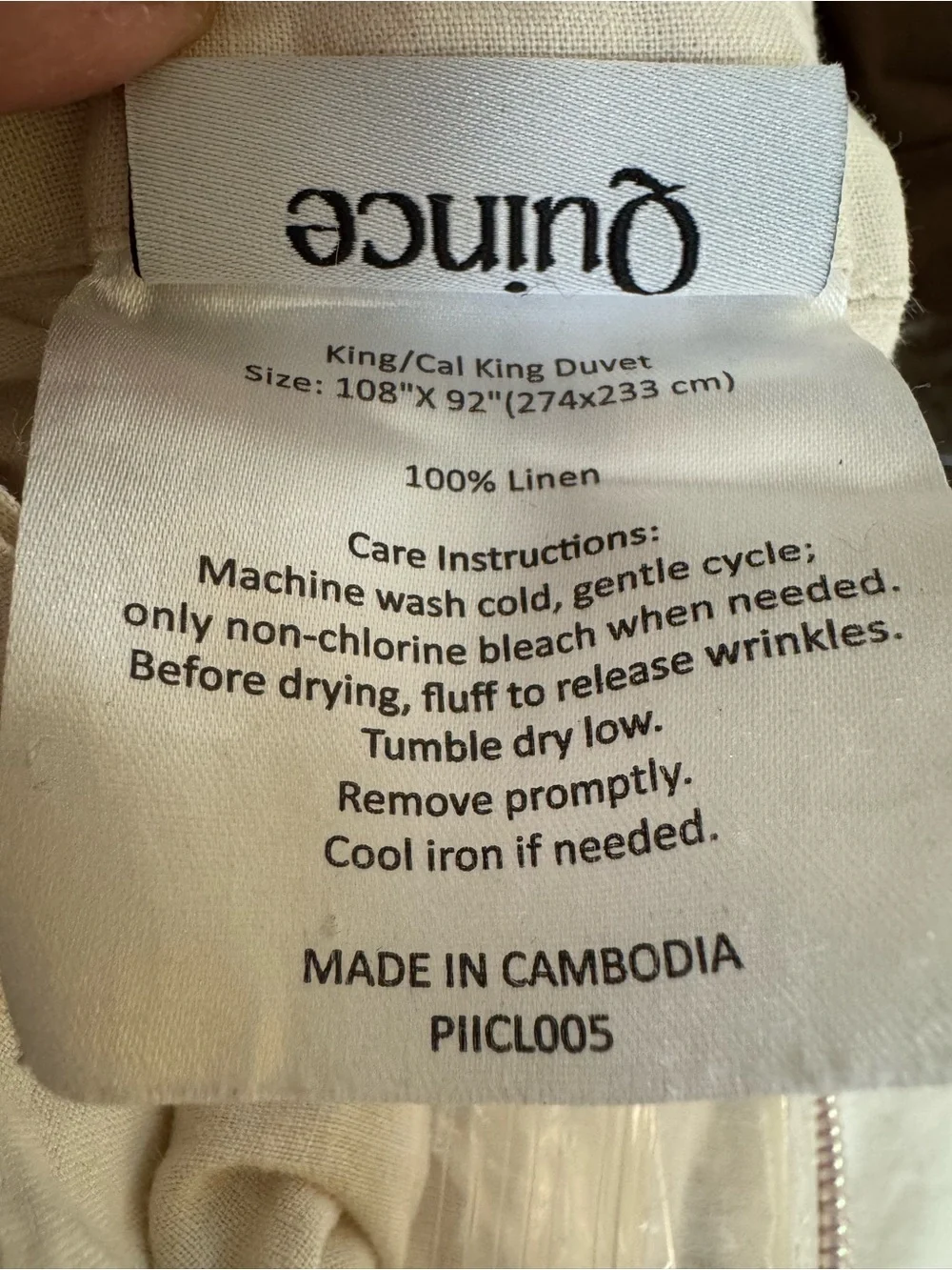 Quince 100% European Linen King / Cal King Duvet Cover NWOT Sand